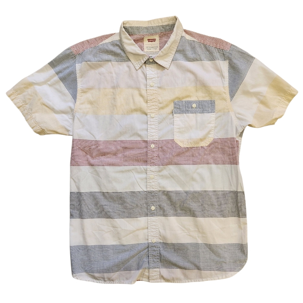 Levi's Red and Blue Casual Button Down Shirt Large